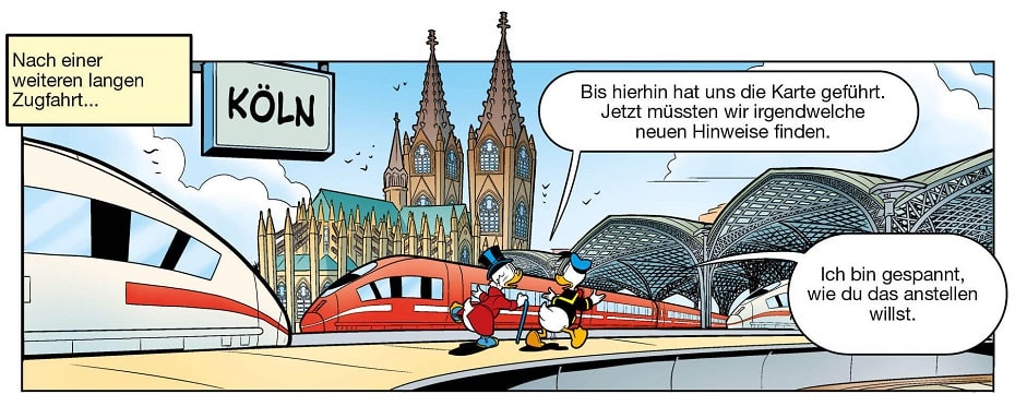 Die Ducks gehen in Deutschland auf Schatzsuche 3 Dagobert Duck und Donald Duck in Köln